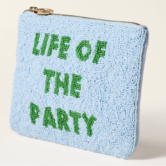 kate spade Handbags - Kate Spade Blue and Green Beaded Clutch NEW